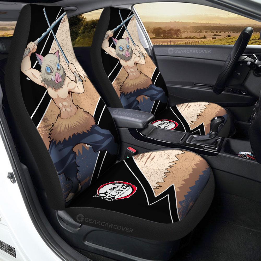 Demon Slayer Car Seat Covers Demon Slayer Hashibira Inosuke Graphic Seat Covers Brown Black