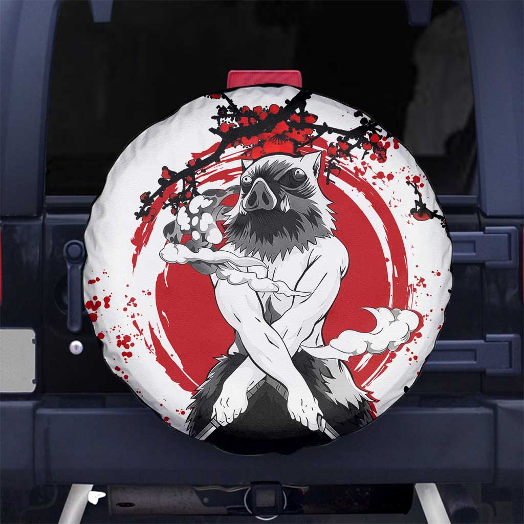 Demon Slayer Spare Tire Cover Demon Slayer Inosuke Hashibira Cherry Blossom Pattern Tire Covers White Red