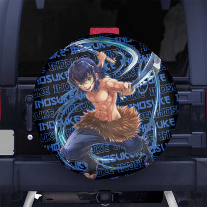 Demon Slayer Spare Tire Cover Demon Slayer Inosuke Hashibira Graphic Tire Covers Black Blue