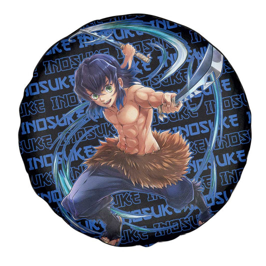 Demon Slayer Spare Tire Cover Demon Slayer Inosuke Hashibira Graphic Tire Covers Black Blue