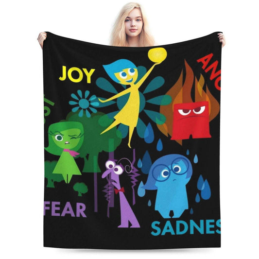 Inside Out Blanket DN Joy Fear Sadness Angry Disgust Emotions Blanket Black