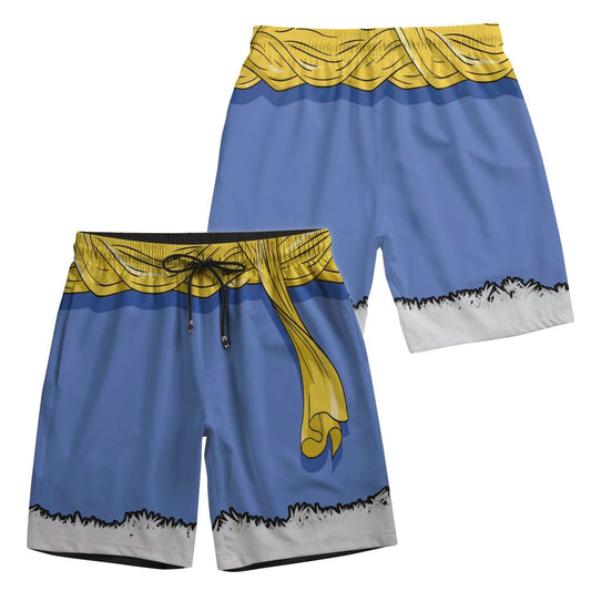 One Piece Shorts One Piece Monkey D Luffy Costume Beach Shorts Blue Yellow