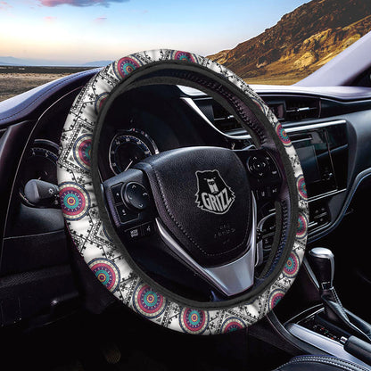 Native American Steering Wheel Cover Native American Spiral Board Pattern Driving Wheel Cover White Pink