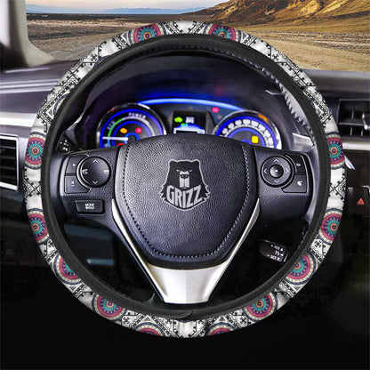 Native American Steering Wheel Cover Native American Spiral Board Pattern Driving Wheel Cover White Pink