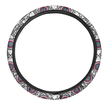 Native American Steering Wheel Cover Native American Spiral Board Pattern Driving Wheel Cover White Pink