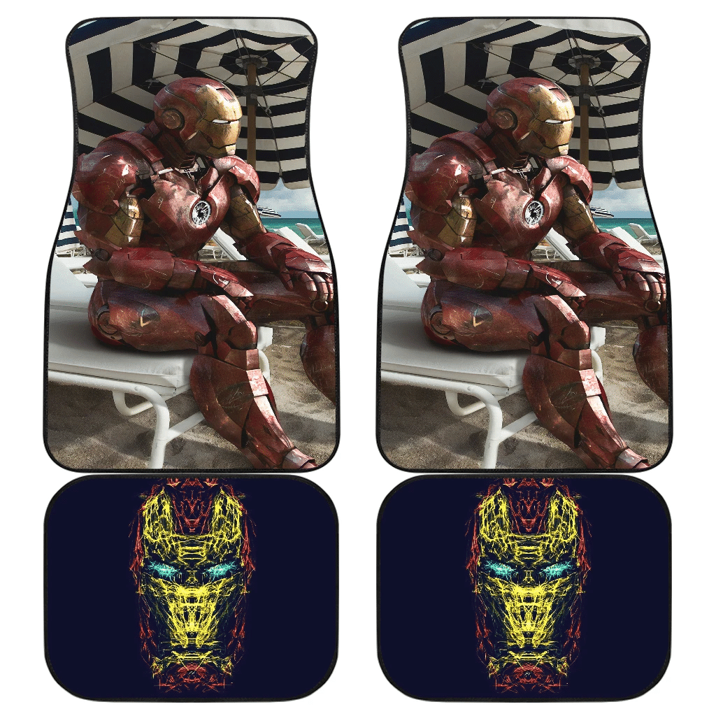 MV Car Floor Mats MV IronMan Avengers Holiday On Beach Car Mats