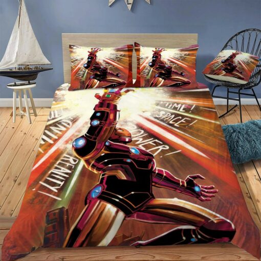 Iron Man Bedding Set MV Iron Man Blast Snap Graphic Duvet Covers Orange Unique Gift