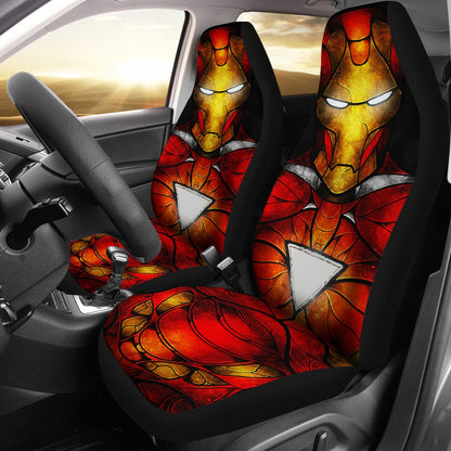 Iron Man Car Seat Covers Iron Man End Game Stained Glasses Style Seat Covers Red