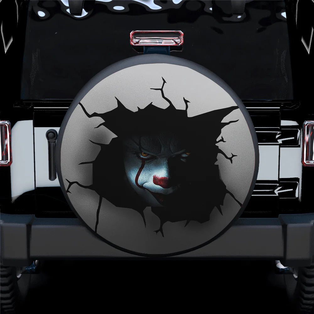 Horror Spare Tire Cover It Penny Wise Breaks The Wall Tire Covers Gray