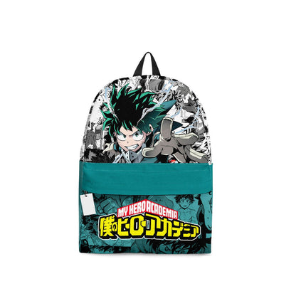 My Hero Academia Backpack Izuku Midoriya Manga Pattern Backpacks Gray Green