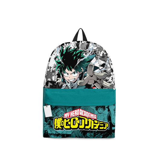 My Hero Academia Backpack Izuku Midoriya Manga Pattern Backpacks Gray Green