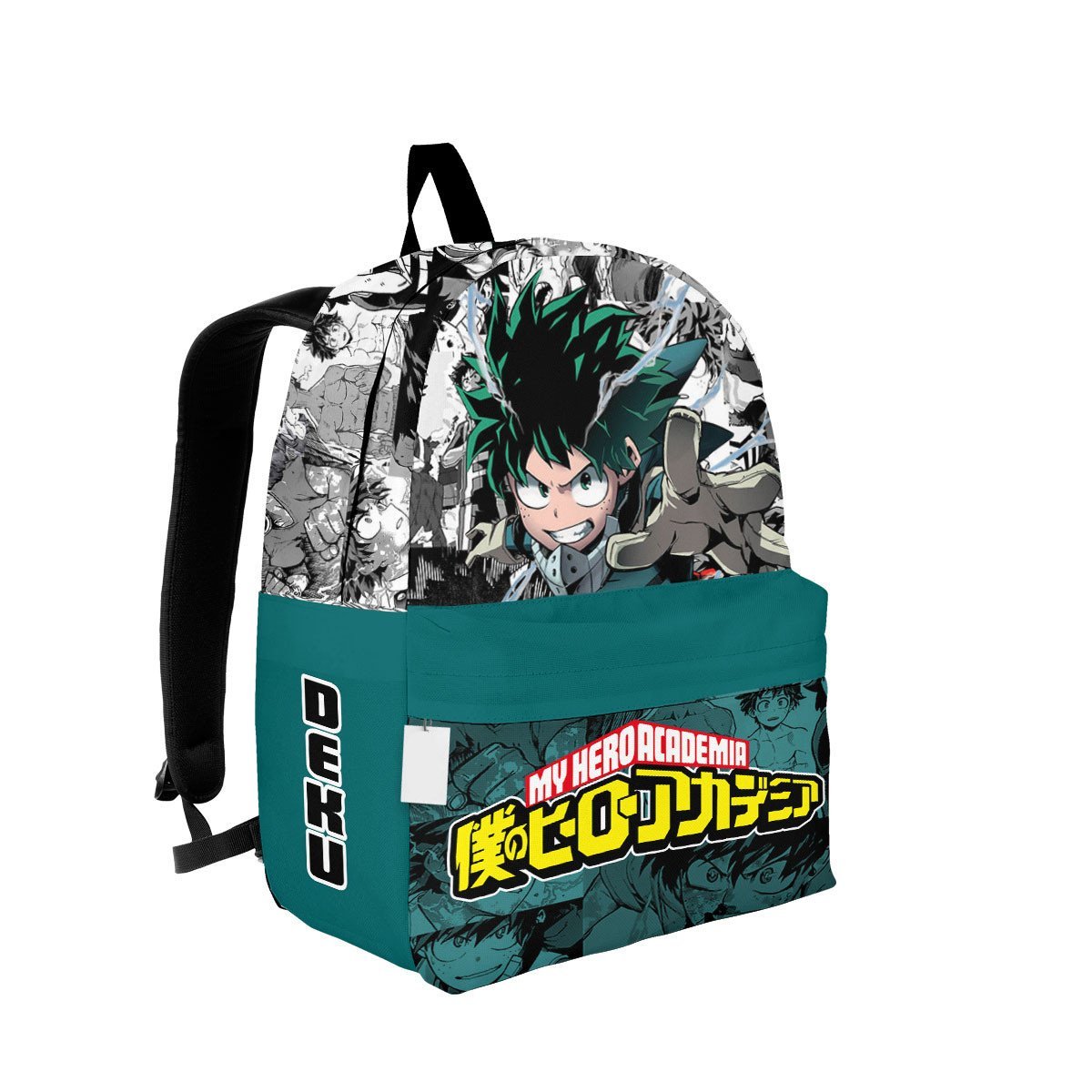 My Hero Academia Backpack Izuku Midoriya Manga Pattern Backpacks Gray Green