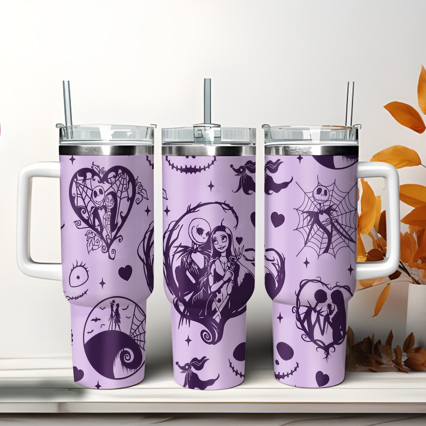 TNBC 40 Oz Tumbler Jack Skellington And Sally Love Tumbler 40 Oz Purple