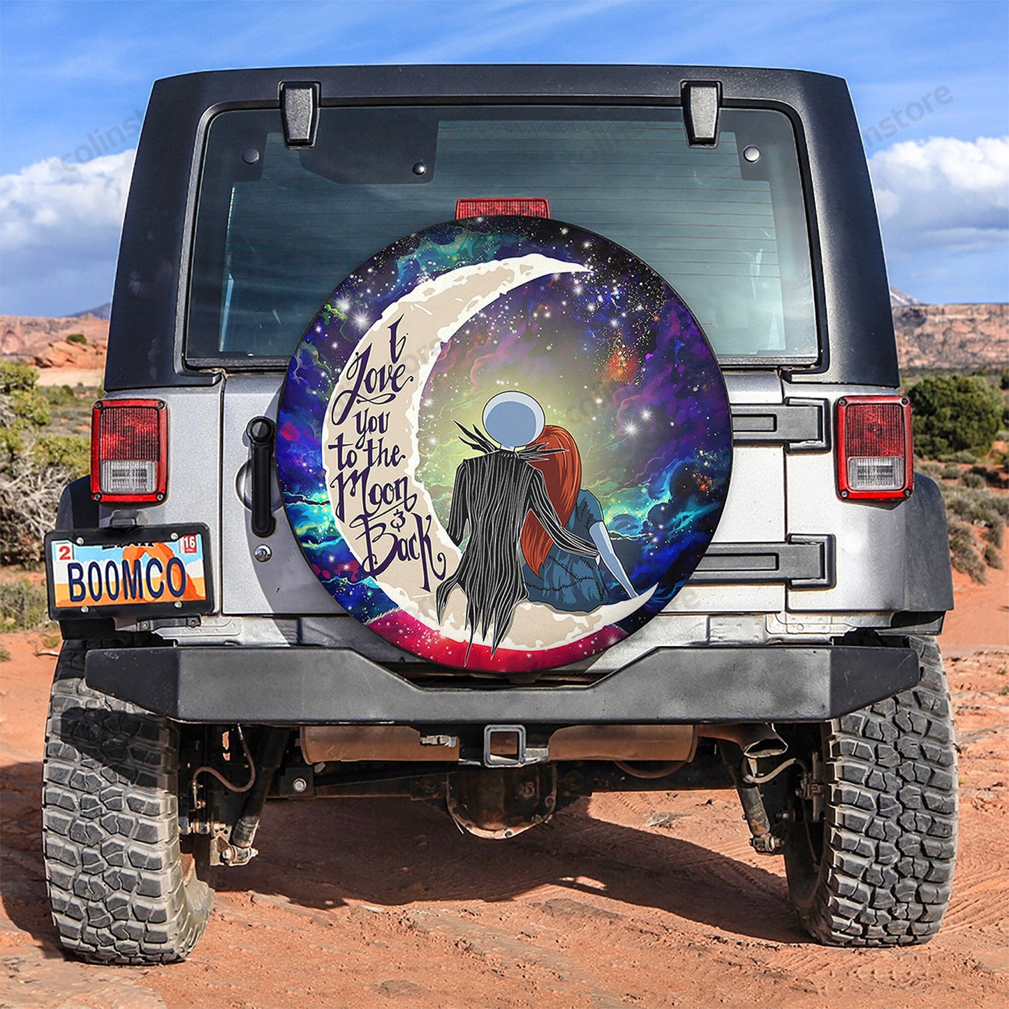 TNBC Spare Tire Cover Jack And Sally Love You To The Moon Tire Covers Colorful