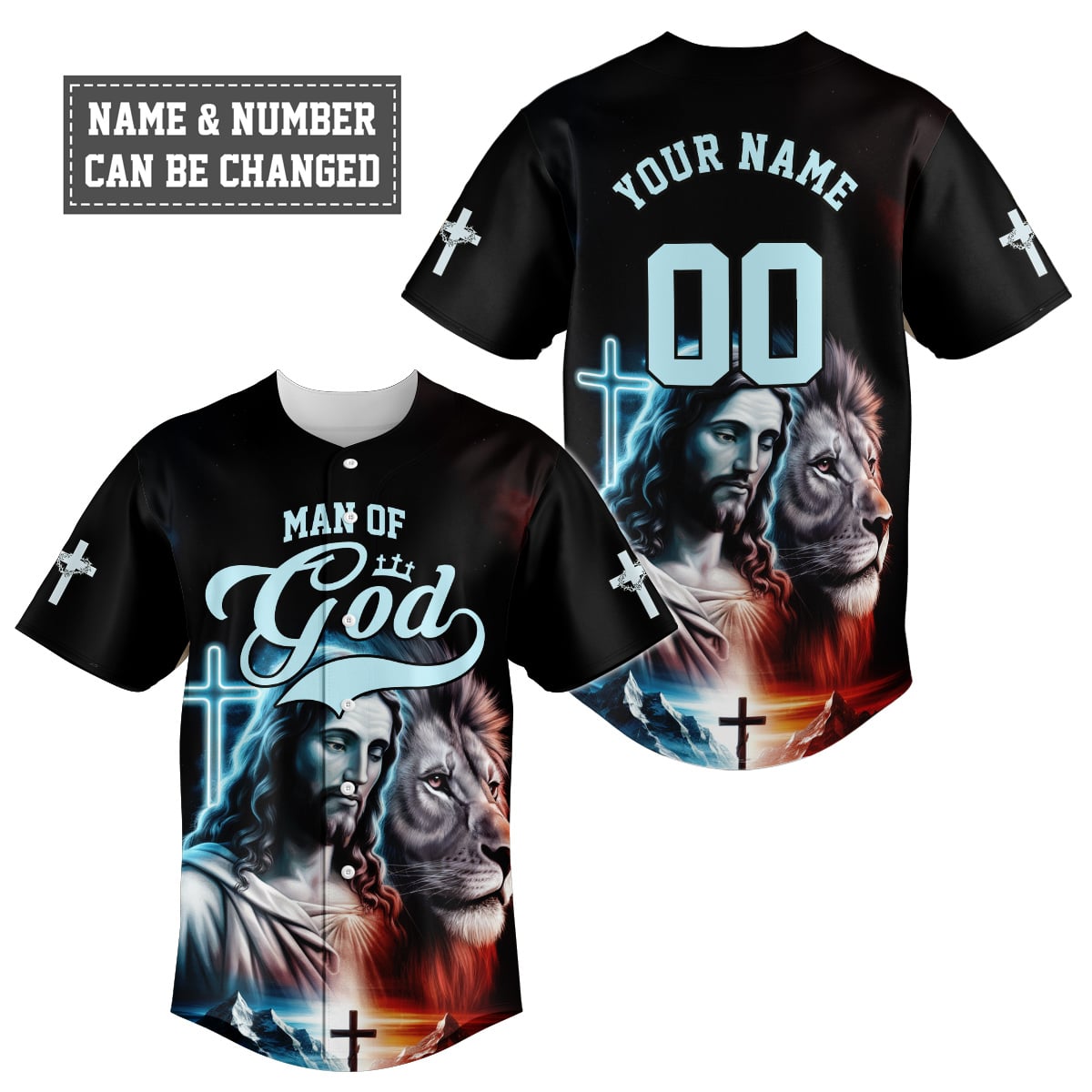 Man of god Jesus and Lion Baseball Jersey Bundle