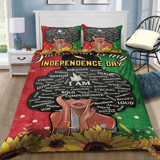 Juneteenth Bedding Set Juneteenth Is My Independence Day Black Girl Duvet Covers Colorful Unique Gift