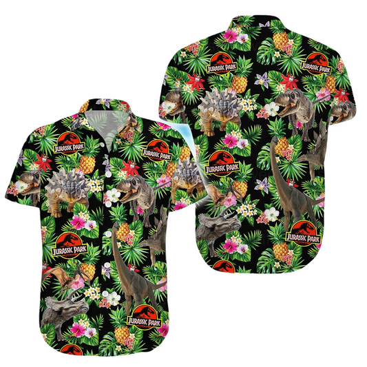 Jurassic Park Hawaii Shirt All Types Of Dinosaur Tropical Pattern Hawaiian Shirt Colorful Unisex