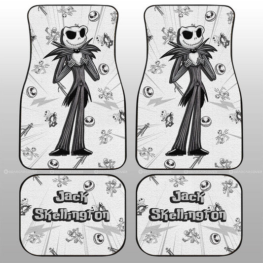 TNBC Car Mats Jack Skelington Face And Poses Pattern Car Floor Mats Black White