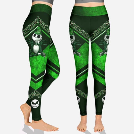 TNBC Leggings Jack Skellington St Patrick’s Day High Waisted Legging Black Green For Women