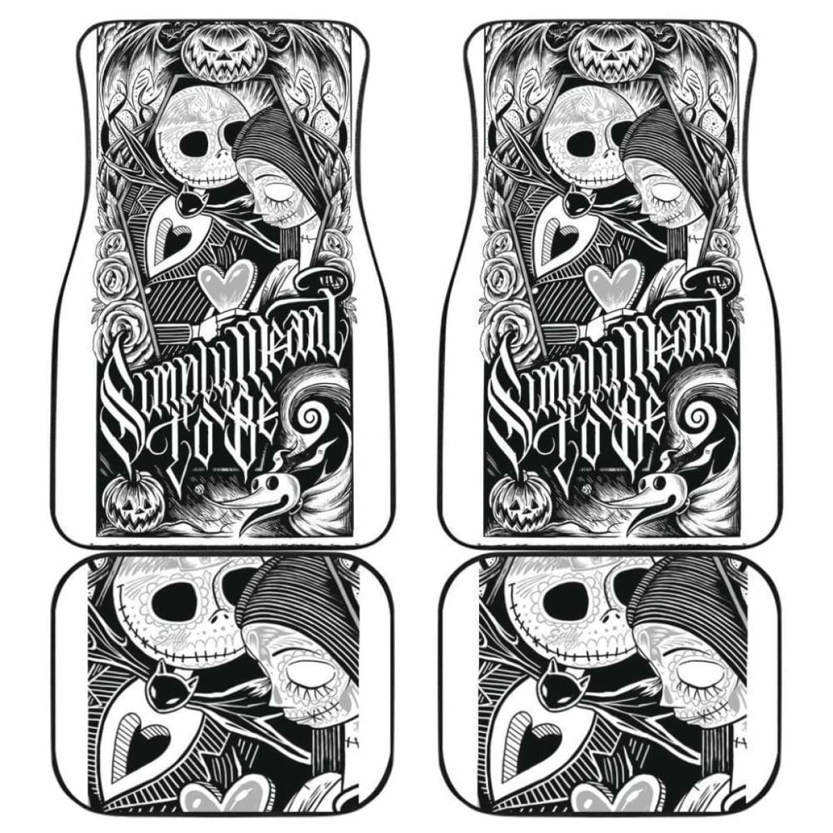 TNBC Car Floor Mats Jack And Sally Simply Meant To Be Art Car Mats Black White