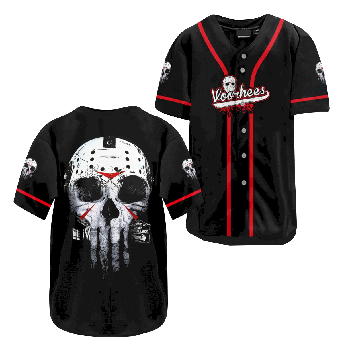 Friday The 13th Baseball Jersey Welcome To Camp Crystal Lake Jason Voorhees Jersey Shirt Black Red Unisex Adult New Release