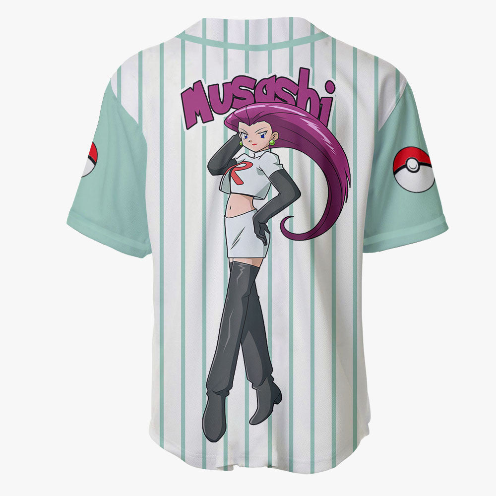 PKM Baseball Jersey Jessie Musashi Graphic Jersey Shirt White Unisex