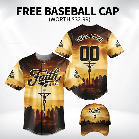 Jesus Faith Over Fear Cross Baseball Jersey Bundle
