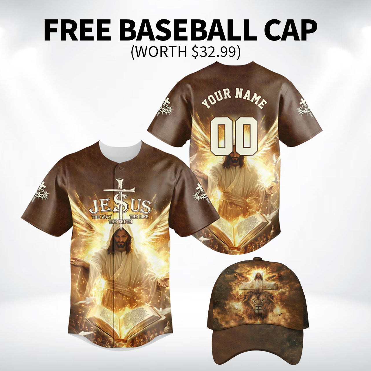 Jesus The Way, The Truth, The Life Baseball Jersey Bundle
