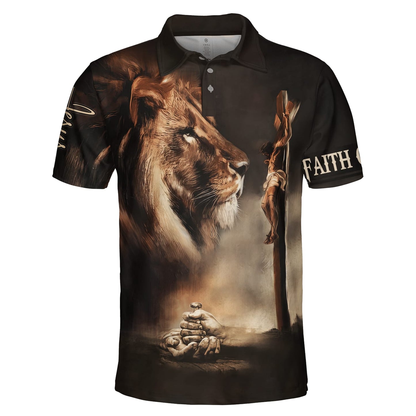 Jesus Polo Shirt Jesus Christ Hangs On The Cross Polo Tees Brown