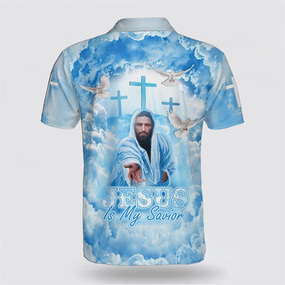 Jesus Polo Shirt Jesus Is My Savior Cross Polo Tees Blue