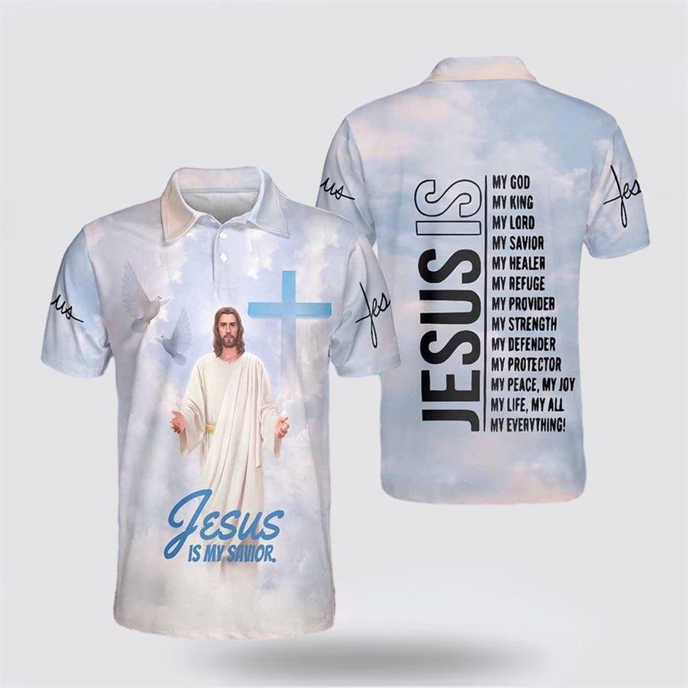 Jesus Polo Shirt Jesus Is My God My King Polo Tees White Blue