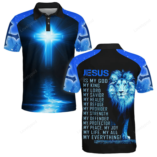 Jesus Polo Shirt Jesus Is My Everything Polo Tees Black Blue