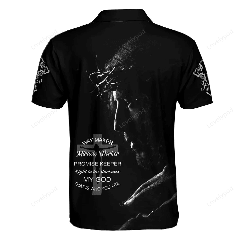 Jesus Polo Shirt Way Maker Miracle Worker Polo Tees Black