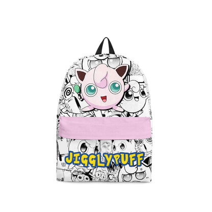 PKM Backpack Jigglypuff PKM Manga Pattern Backpacks Gray Pink