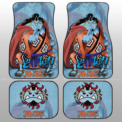 One Piece Car Mats Jinbe Graphic Jolly Roger Symbol Car Floor Mats Blue