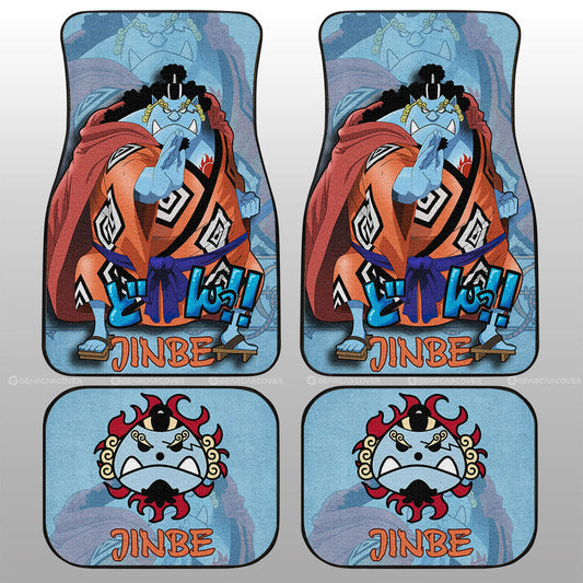 One Piece Car Mats Jinbe Graphic Jolly Roger Symbol Car Floor Mats Blue