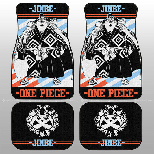 One Piece Car Mats Character Jinbe Jolly Roger Symbol Car Floor Mats Colorful