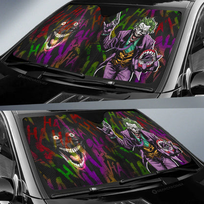 Joker Car Sun Shade Crazy Joker Laughing Graphic Winshield Sun Shade Colorful