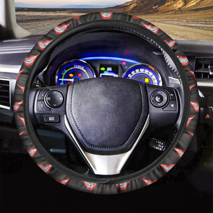 Joker Steering Wheel Cover Joker Cartoon Smile Pattern Driving Wheel Cover Black Red