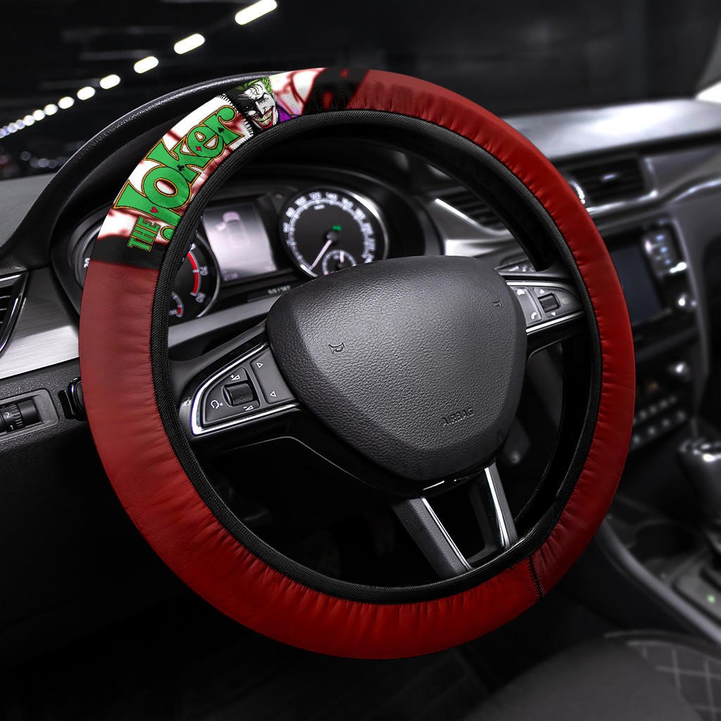 Joker Steering Wheel Cover The Joker Smile Graphic Driving Wheel Cover Red