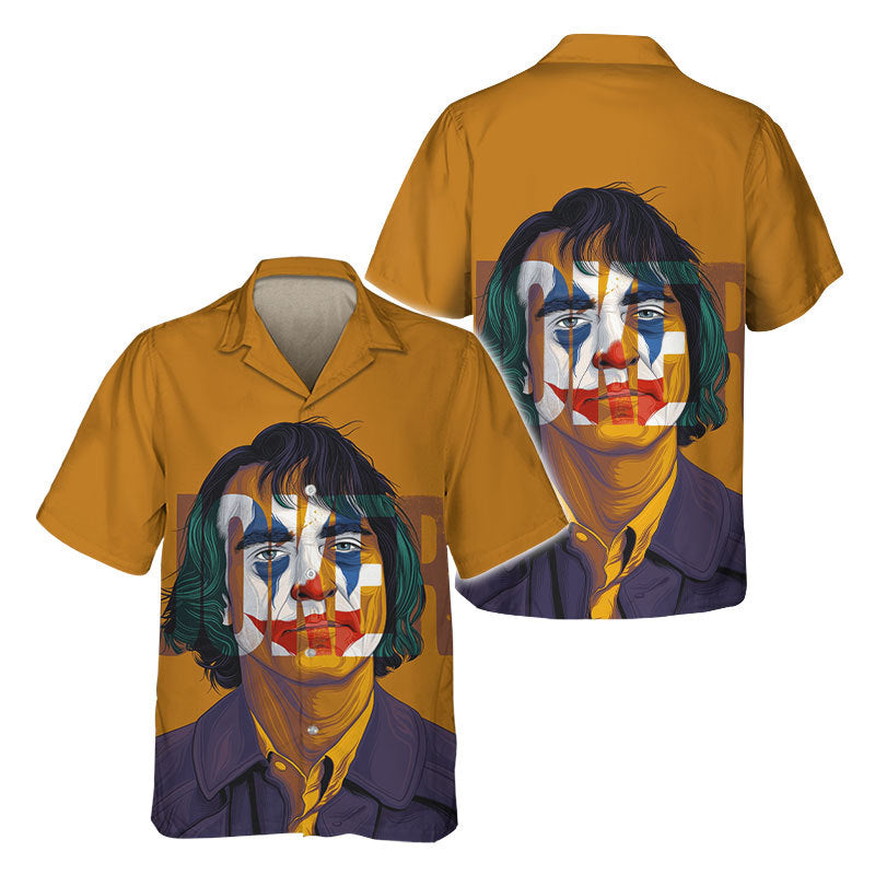 Joker Hawaii Shirt DC Joker Face Villain Graphic Hawaiian Shirt Yellow Unisex