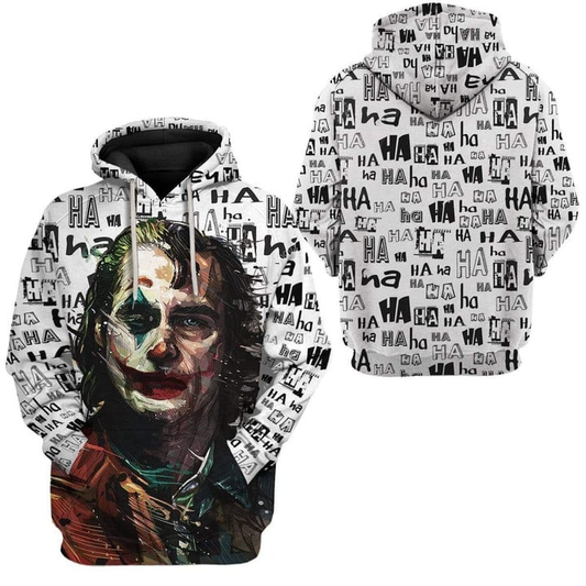 Joker Hoodie DC The Joker Painting HaHaHa Pattern Hoodie White Unisex