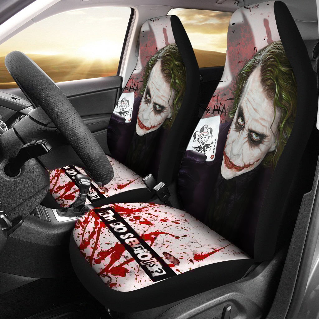 Joker Car Seat Covers DC Joker Graphic Why So Serious Seat Covers White Black