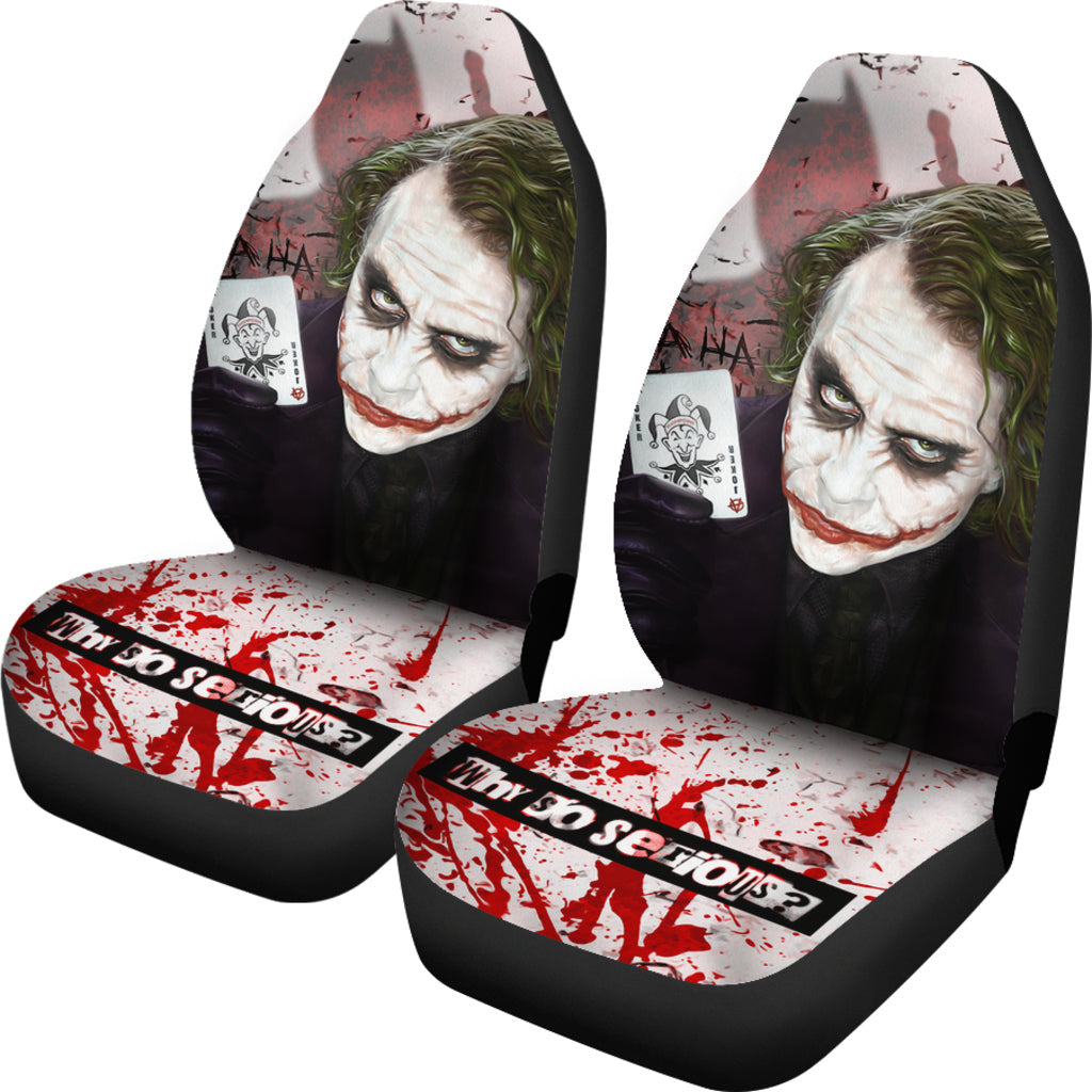 Joker Car Seat Covers DC Joker Graphic Why So Serious Seat Covers White Black