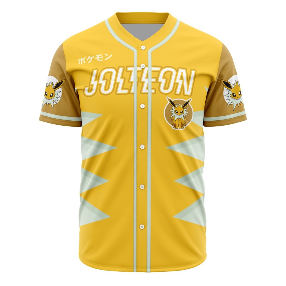 PKM Baseball Jersey PKM Electric Type Jolteon Graphic Jersey Shirt Yellow Unisex