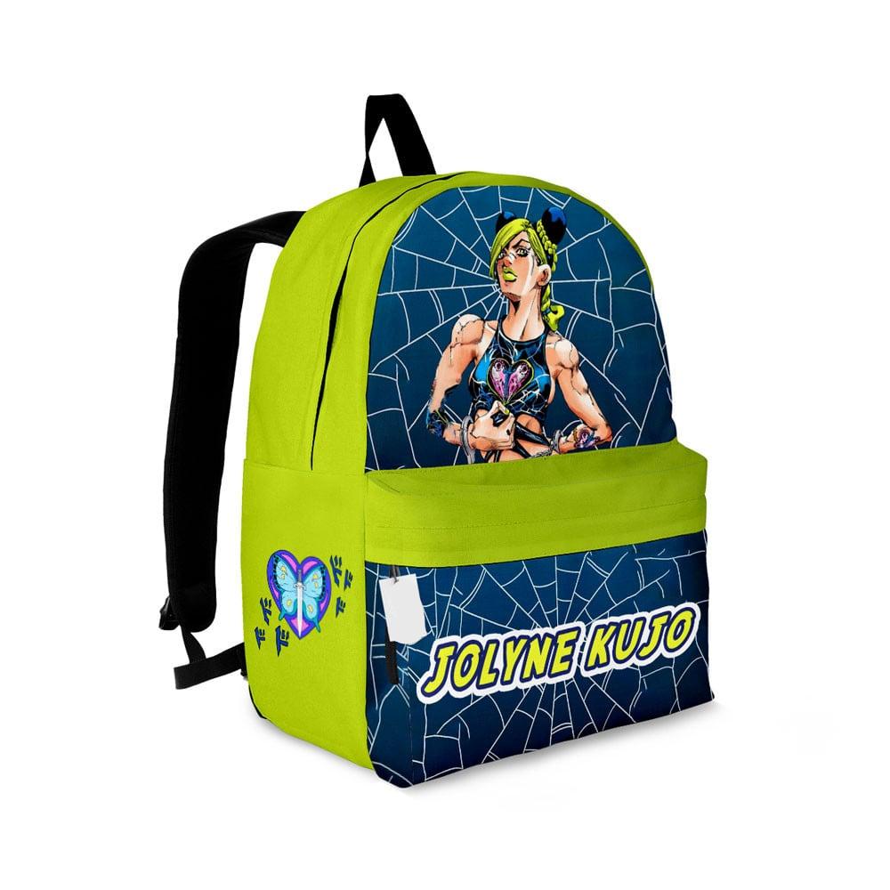 Jojo’s Bizarre Adventure Backpack Jolyne Kujo Character Graphic Symbol Backpacks Green Bleu