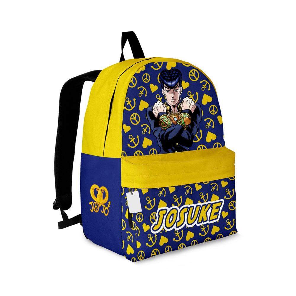 Jojo’s Bizarre Adventure Backpack Josuke Higashikata Symbol Pattern Backpacks Blue Yellow