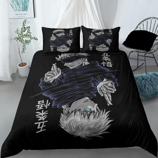 Jujutsu Kaisen Bedding Set Gojo Satoru With And Without The Mask Duvet Covers Black Unique Gift