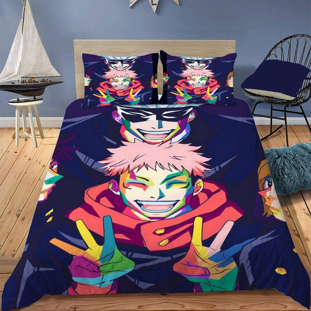 Jujutsu Kaisen Bedding Set Jujutsu Kaisen Characters Graphic Duvet Covers Colorful Unique Gift