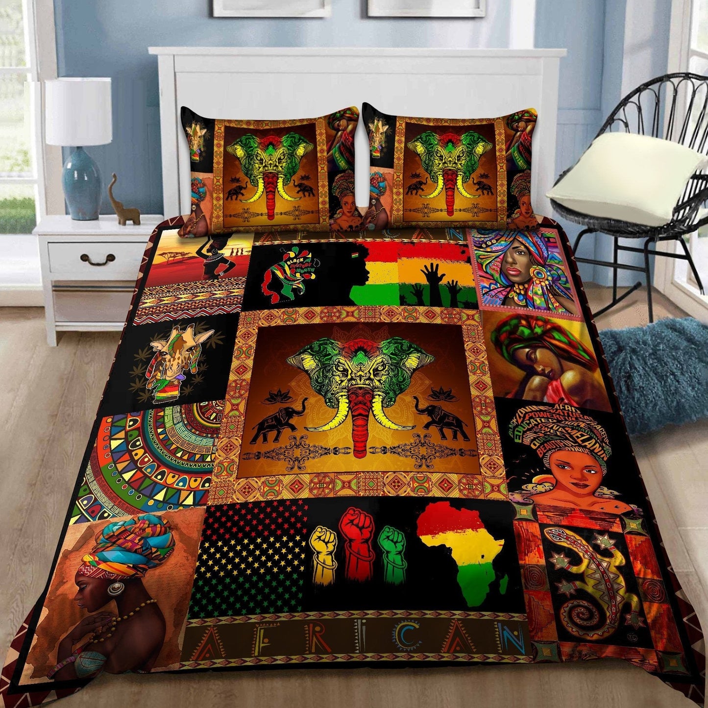 Juneteenth Bedding Set Juneteenth Africa American Women Pattern Duvet Covers Colorful Unique Gift